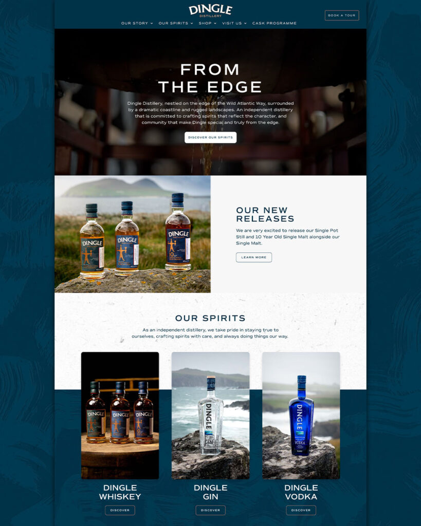 Dingle Distillery Homepage WordPress Design